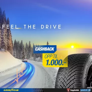 Få opptil 1000 kr i cashback når du kjøper Goodyear-vinterdekk hos Fagdekk/Point S