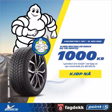 Få opptil 1 000 kr i gavekort når du kjøper Michelin-vinterdekk hos Fagdekk/Point S