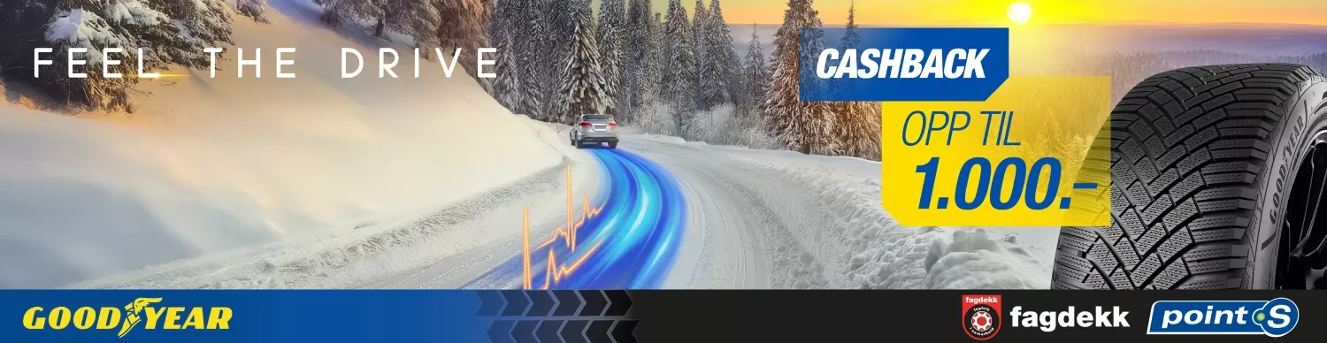 Få opptil 1000 kr i cashback når du kjøper Goodyear-vinterdekk hos Fagdekk/Point S